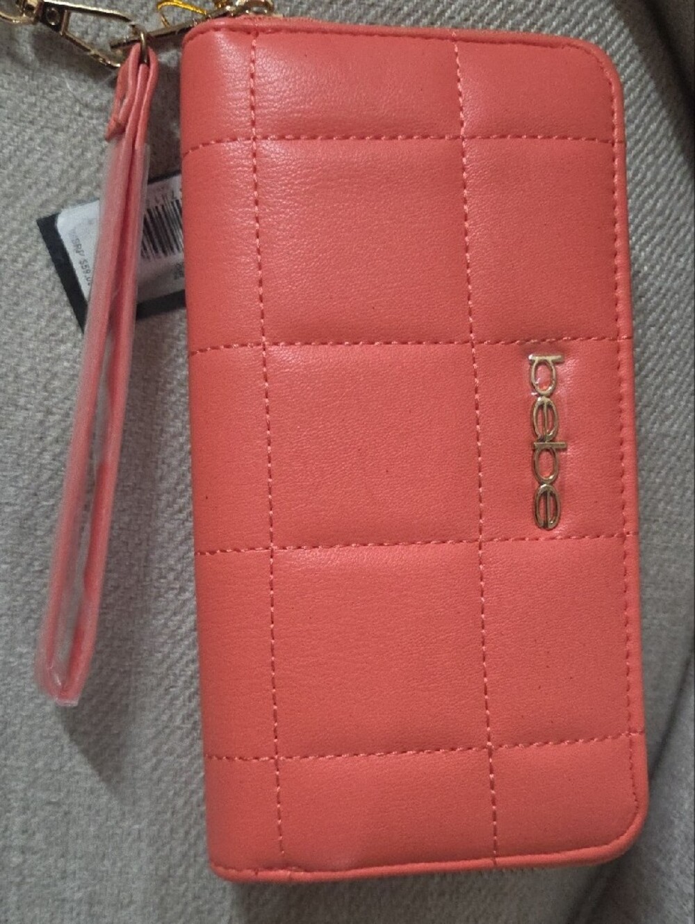 NWT bebe Quilted Wristlet Wallet in Coral With Coin Purse